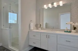 Home remodeling bathroom white cabinets